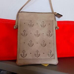 Anchor Design Tan Crossbody Bag